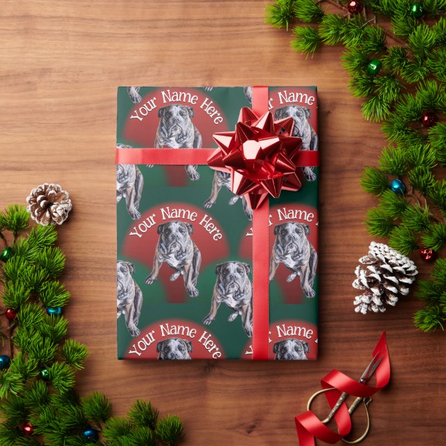 Bulldog Wrapping Paper Custom Dog Christmas Paper (Holiday Gift)