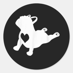 Bulldog Yoga Pose Love Heart Workout Gift Classic Round Sticker