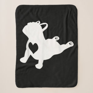 Bulldog Yoga Pose Love Heart Workout Gift Sherpa Blanket