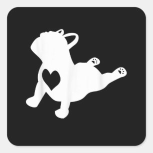 Bulldog Yoga Pose Love Heart Workout Gift Square Sticker
