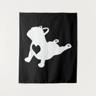 Bulldog Yoga Pose Love Heart Workout Gift Tapestry