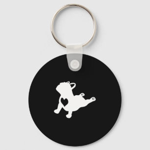 Bulldog Yoga Pose With Heart Of Love French Gift Key Ring