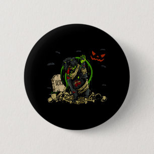 Bulldog Zombie Dog Funny Zombie Dog Halloween 6 Cm Round Badge