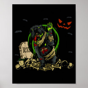 Bulldog Zombie Dog Funny Zombie Dog Halloween Poster