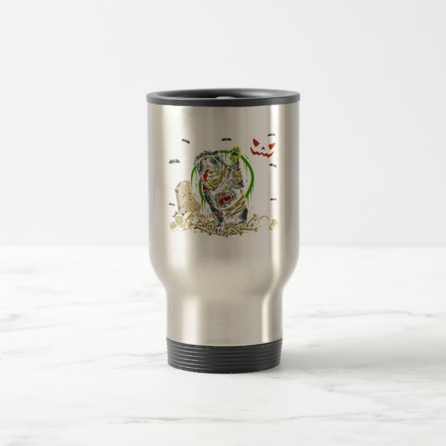 Bulldog Zombie Dog Halloween Costume Travel Mug (Center)