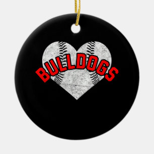 Bulldogs Baseball Softball High School Team Mascot Ceramic Tree Decoration