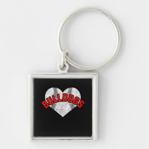 Bulldogs Baseball Softball High School Team Mascot Key Ring