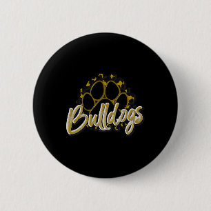 Bulldogs Gold Black Cheetah School Sports Fan Team 6 Cm Round Badge