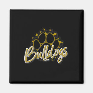 Bulldogs Gold Black Cheetah School Sports Fan Team Magnet