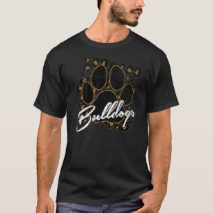 Bulldogs Gold Black Cheetah School Sports Fan Team T-Shirt