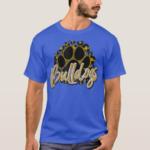 Bulldogs Gold Black Cheetah School Sports Fan Team T-Shirt