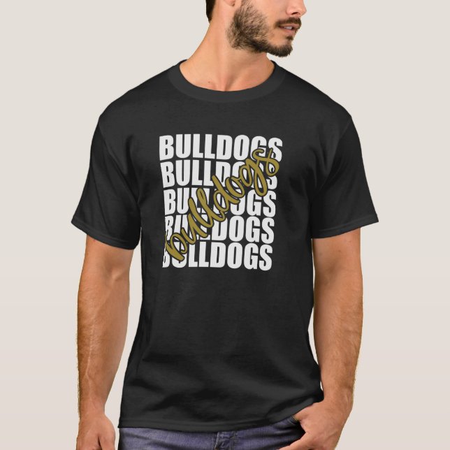 Bulldogs Gold School Sports Fan Team Spirit Pullov T-Shirt (Front)
