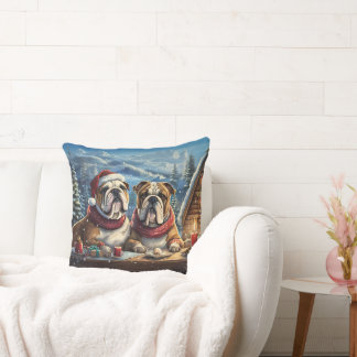 Bulldogs Holiday Design By Rich AMeN Gill Cushion