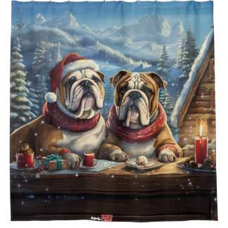 Bulldogs Holiday Design By Rich AMeN Gill Shower Curtain