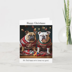 Bulldogs in Christmas Sweaters Card