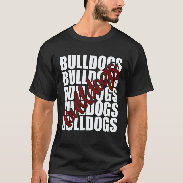 Bulldogs Maroon School Sports Fan Team Spirit T-Shirt (Front)