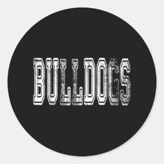 Bulldogs Mascot Distressed Vintage School Sports N Classic Round Sticker