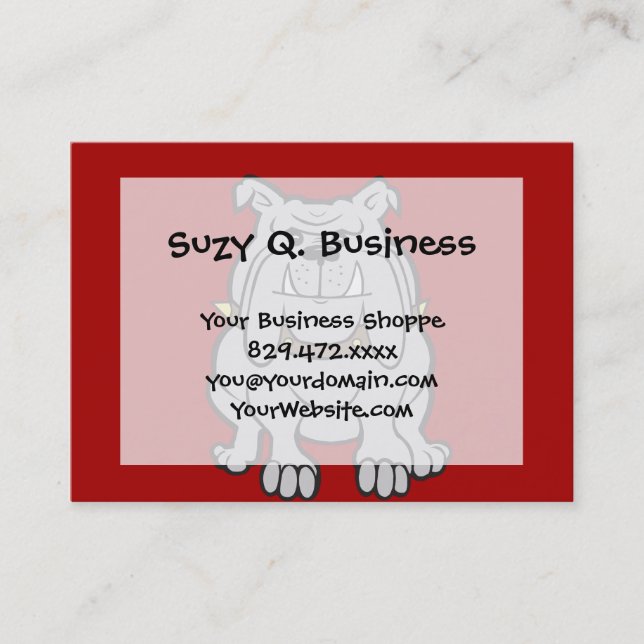 Bulldogs Mascot on Red Dog Lover Gifts Business Card (Front)