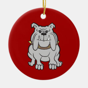 Bulldogs Mascot on Red Dog Lover Gifts Ceramic Tree Decoration