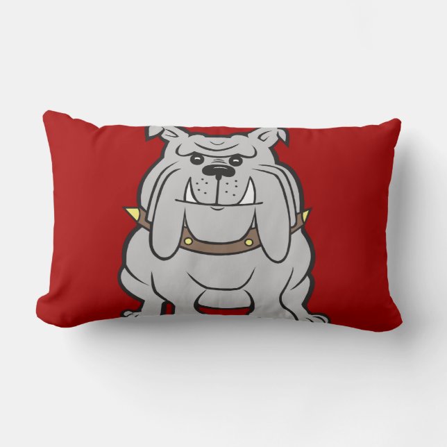Bulldogs Mascot on Red Dog Lover Gifts Lumbar Cushion (Front)