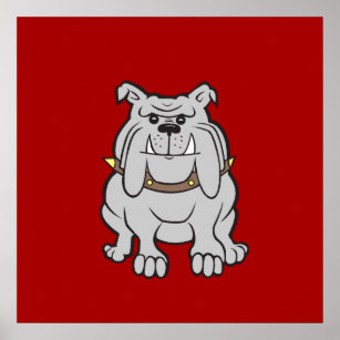 Bulldogs Mascot on Red Dog Lover Gifts Poster
