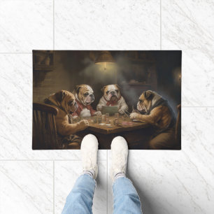 Bulldogs Playing Poker Art Doormat
