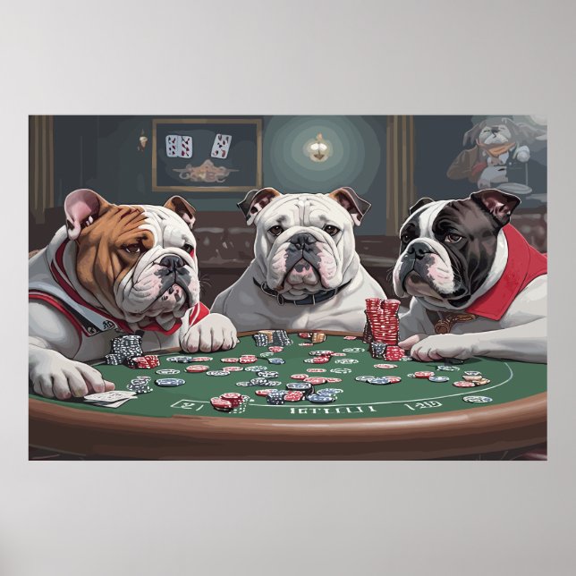 Bulldogs playing poker poster (Front)