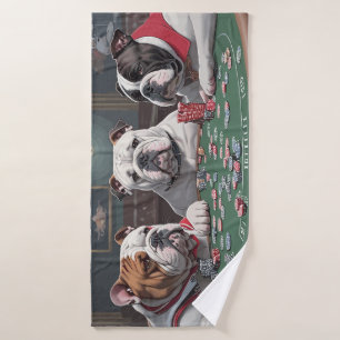 Bulldogs playing poker Serviette de bain Bath Towel