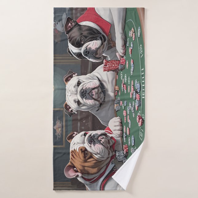 Bulldogs playing poker Serviette de bain Bath Towel (Bath Towel)