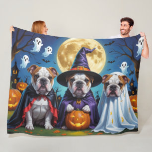 Bulldogs Pumpkin Halloween Funny Fleece Blanket