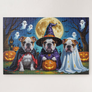 Bulldogs Pumpkin Halloween Funny  Jigsaw Puzzle