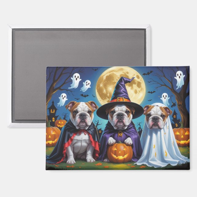 Bulldogs Pumpkin Halloween Funny  Magnet (Front/Back)