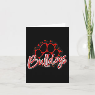 Bulldogs Red Black Cheetah School Sports Fan Team Card