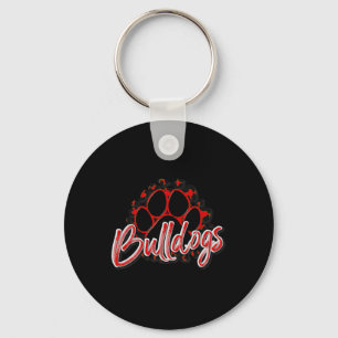 Bulldogs Red Black Cheetah School Sports Fan Team Key Ring