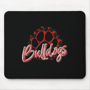 Bulldogs Red Black Cheetah School Sports Fan Team  Mouse Mat