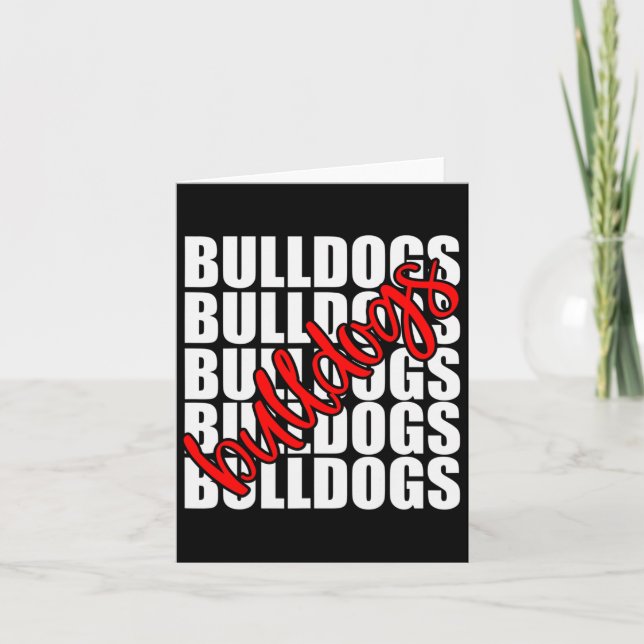 Bulldogs Red School Sports Fan Team Spirit  Card (Front)