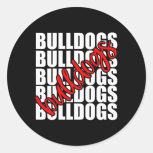 Bulldogs Red School Sports Fan Team Spirit Classic Round Sticker
