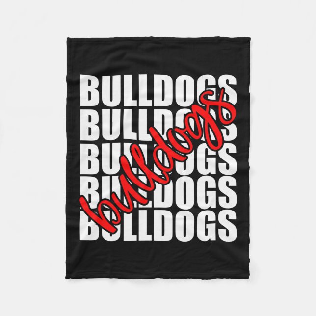 Bulldogs Red School Sports Fan Team Spirit  Fleece Blanket (Front)