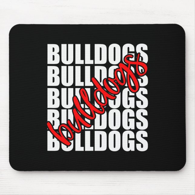 Bulldogs Red School Sports Fan Team Spirit  Mouse Mat (Front)