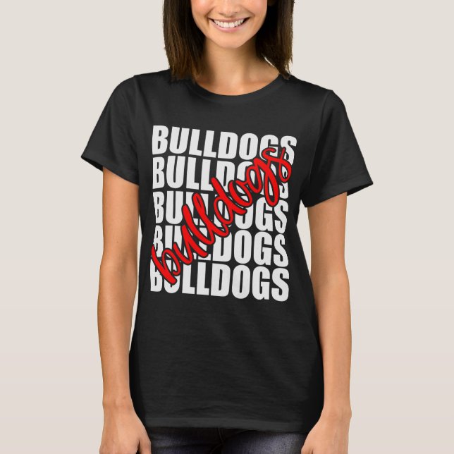 Bulldogs Red School Sports Fan Team Spirit  T-Shirt (Front)