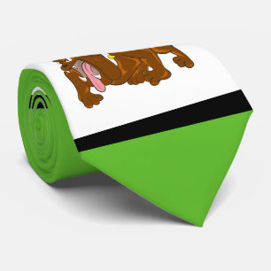 Bulldogs Sports Team Green White Necktie