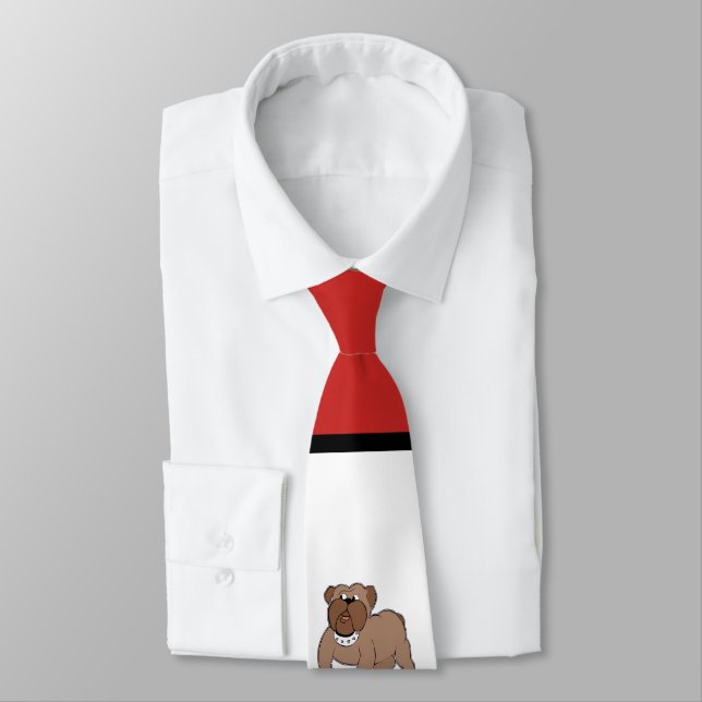 Bulldogs Sports Team Maroon White Necktie (Tied)