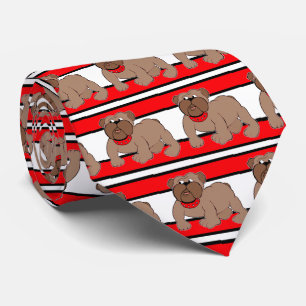 Bulldogs Sports Team Red White Necktie