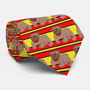 Bulldogs Sports Team Red Yellow Necktie