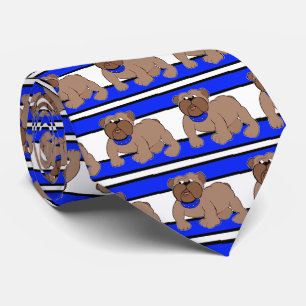 Bulldogs Sports Team White Blue Necktie