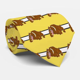Bulldogs Sports Team Yellow White Necktie