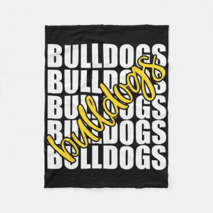 Bulldogs Yellow School Sports Fan Team Spirit  Fleece Blanket