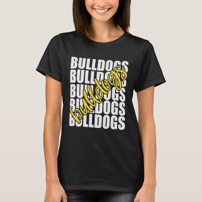 Bulldogs Yellow School Sports Fan Team Spirit T-Shirt (Front)