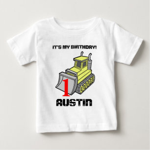 Bulldozer Birthday Tee, customisable Baby T-Shirt