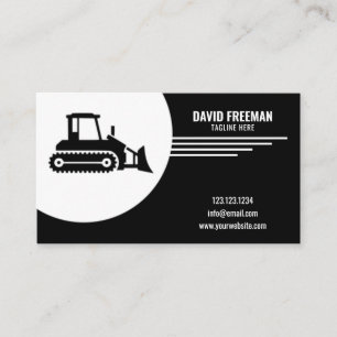 Bulldozer Black and White Construction Machine Business Card